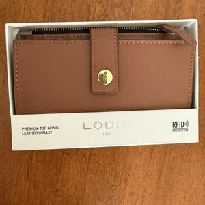 Lodis 1965 Womens Tan Premium Top Grain Leather RFID Bifold Wallet New in Box